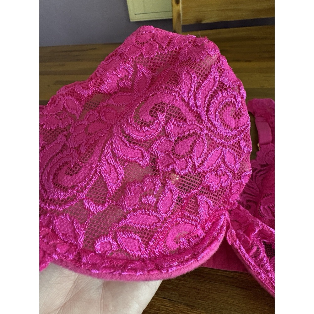 Smart & Sexy Women's Signature Lace Unlined Underwire‎ Bra 40D Hot Pink - Picture 3 of 16